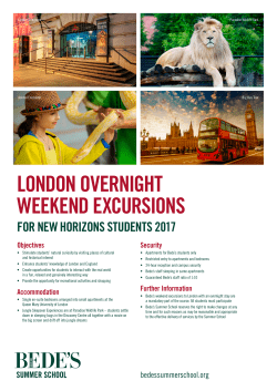 Overnight Excursions - Bede`s Summer School