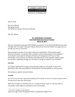ICGN Member Consultation Draft ICGN Global Governance Principles