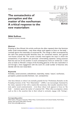 The somatechnics of perception and the matter of the non/human: A