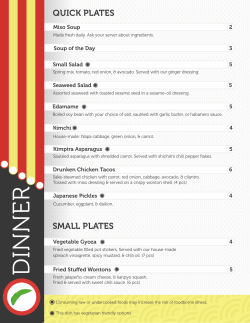 DKD Dinner Menu - Dragon Kings Daughter
