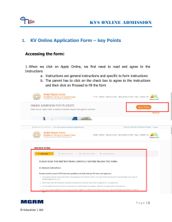 KVS ONLINE ADMISSION I. KV Online Application Form