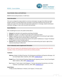 BE5502 &ndash; Course Syllabus