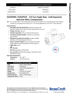 400.62 G2CEPX09_19 1/4 Turn Angle Stop &ndash; Cold Exp Barb PEX x