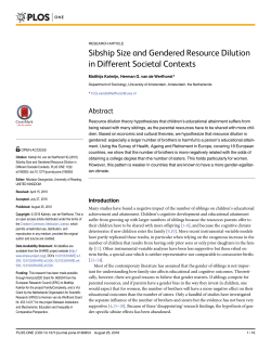 Sibship Size and Gendered Resource Dilution in Different Societal
