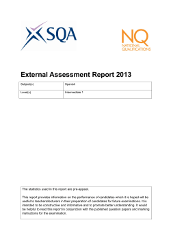 External Assessment Report 2013