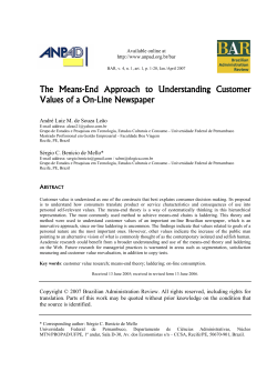The Means-End Approach to Understanding Customer