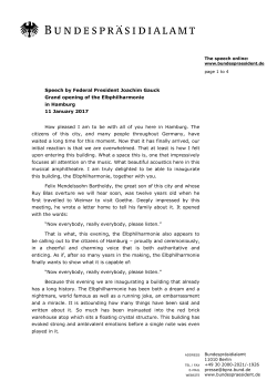 Speech by Federal President Joachim Gauck Grand opening of the