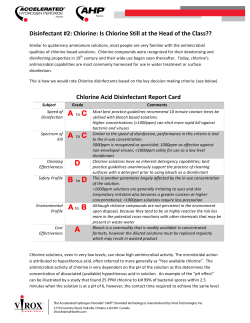 Disinfectant #2: Chlorine: Is Chlorine Still at the Head of the Class