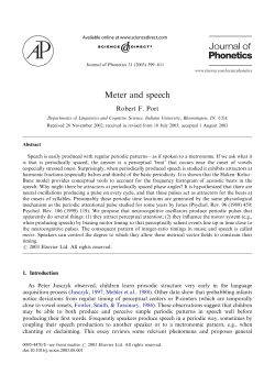 Meter and speech - Computer Science: Indiana University