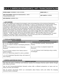 ELA 11.4 AMERICAN RENAISSANCE/ ANTI