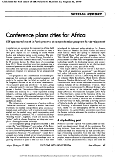 Conference Plans Cities for Africa