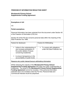 FREEDOM OF INFORMATION REDACTION SHEET Wordsworth