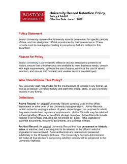 University Record Retention Policy