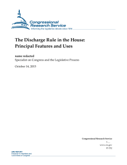 The Discharge Rule in the House: Principal Features and Uses