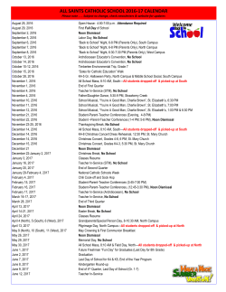 One Page 2016-17 Calendar - All Saints Catholic School | Kenosha