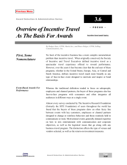 3.6 Overview of Incentive Travel As The Basis For Awards