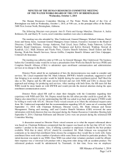 Committee Meeting Minutes October 1, 2014