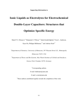 Ionic Liquids as Electrolytes for Electrochemical Double