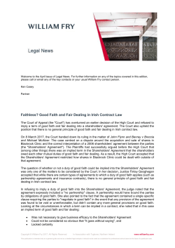 Faithless? Good Faith and Fair Dealing in Irish Contract Law