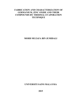 fabrication and characterization of germanium, zinc oxide and their
