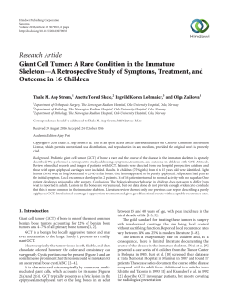 Giant Cell Tumor: A Rare Condition in the Immature Skeleton&mdash;A