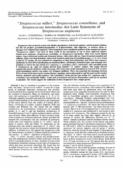 Streptococcus milleri - International Journal of Systematic and