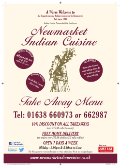 See Our Takeaway Menu - Newmarket Indian Cuisine