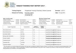 RANZCP TRAINING POST REPORT 2013*