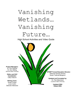 Vanishing Wetlands, Vanishing Future Video Teachers