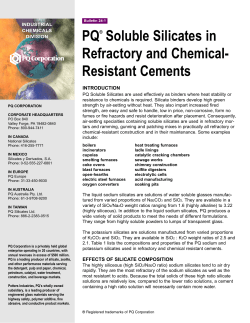 PQ&reg; Soluble Silicates in Refractory and Chemical