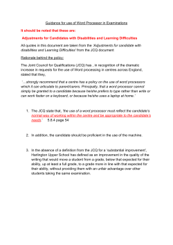 Guidance for use of Word Processor in Examinations