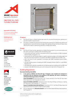 Product Scope Building Regulations ONE PIECE SILL TAPE