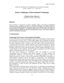 Future Challenges of International Victimology