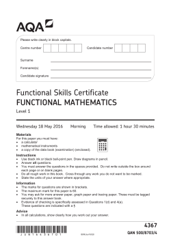 Functional Mathematics Level 1 Question paper Level 1 June