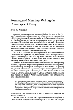 Forming and Meaning: Writing the Counterpoint Essay