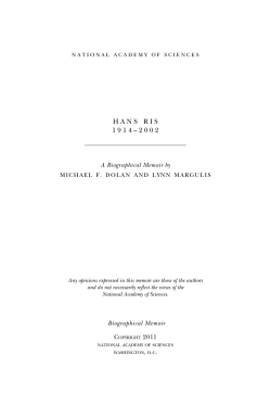 Hans Ris 1914&ndash;2002 - National Academy of Sciences
