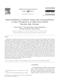Spatial distribution of sediment storage types and quantification of