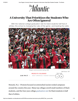 A University That Prioritizes the Students Who Are - Rutgers