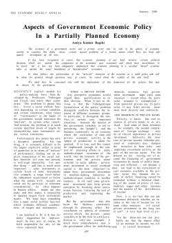 Aspects of Government Economic Policy In a Partially Planned