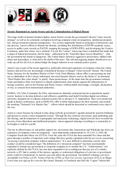 Jeremy article, Aaron Swartz and the Criminalization of Digital Dissent