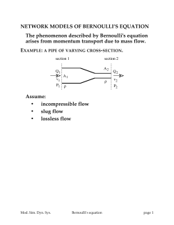 NETWORK MODELS OF BERNOULLI`S EQUATION The