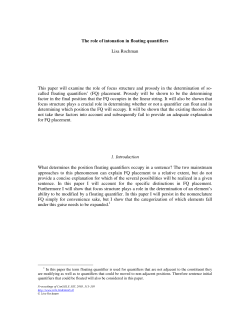 The role of intonation in floating quantifiers Lisa Rochman This