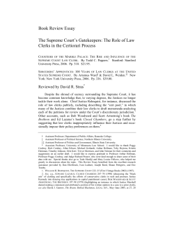 Book Review Essay The Supreme Court`s Gatekeepers: The Role of