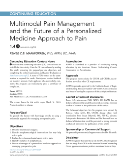 Multimodal Pain Management and the Future of a