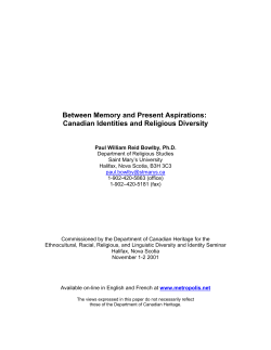 Canadian Identities and Religious Diversity