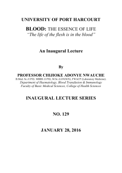 UNIVERSITY OF PORT HARCOURT BLOOD: THE ESSENCE OF
