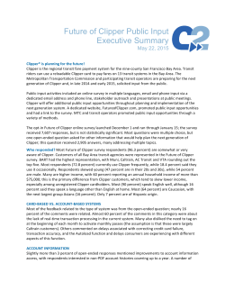 the 2015 Future of Clipper Summary of Public Input
