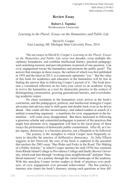 Review Essay - Journal of Public Scholarship in Higher Education