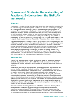 Queensland Students` Understanding of Fractions: Evidence