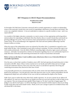 BJU`S Response to GRACE Report Recommendations